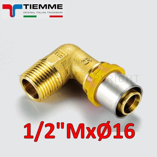 Tuyau de gaz multicouche - coude mâle courbé 1/2'' x Ø 16 mm