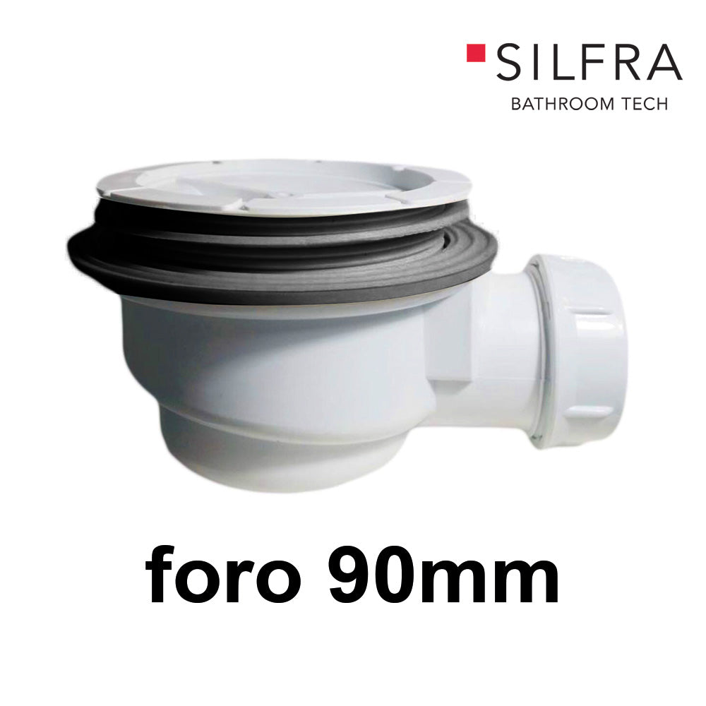 Waste trap for shower tray, Ø 90 mm hole without chrome stopper - Silfra