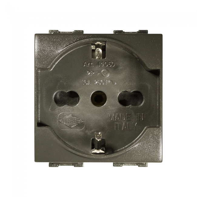 Prise Schuko Unel Bipasso, noir anthracite, compatible avec Living International / Light - Feb Electric