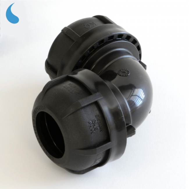 Raccord coudé à 90° Ø 25 mm à compression - serrer en polypropylène