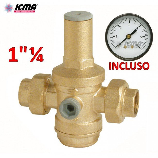 Réducteur de pression d'eau ICMA 1''1/4 F-F manomètre inclus