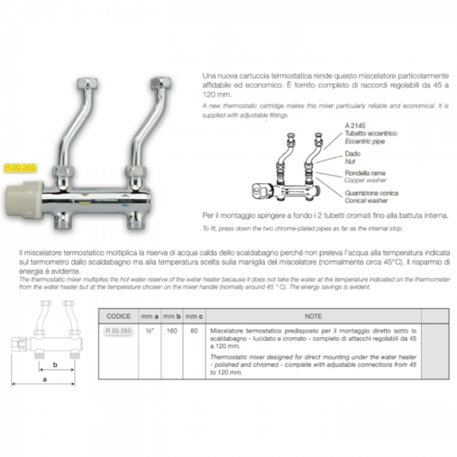 MÉLANGEUR THERMOSTATIQUE POUR CHAUFFE-EAU MINICASTOR RIVER