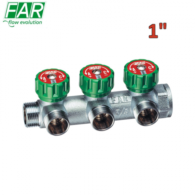 3850 - Collecteur multivoies 3 voies 1'' avec vannes d'arrêt - FAR