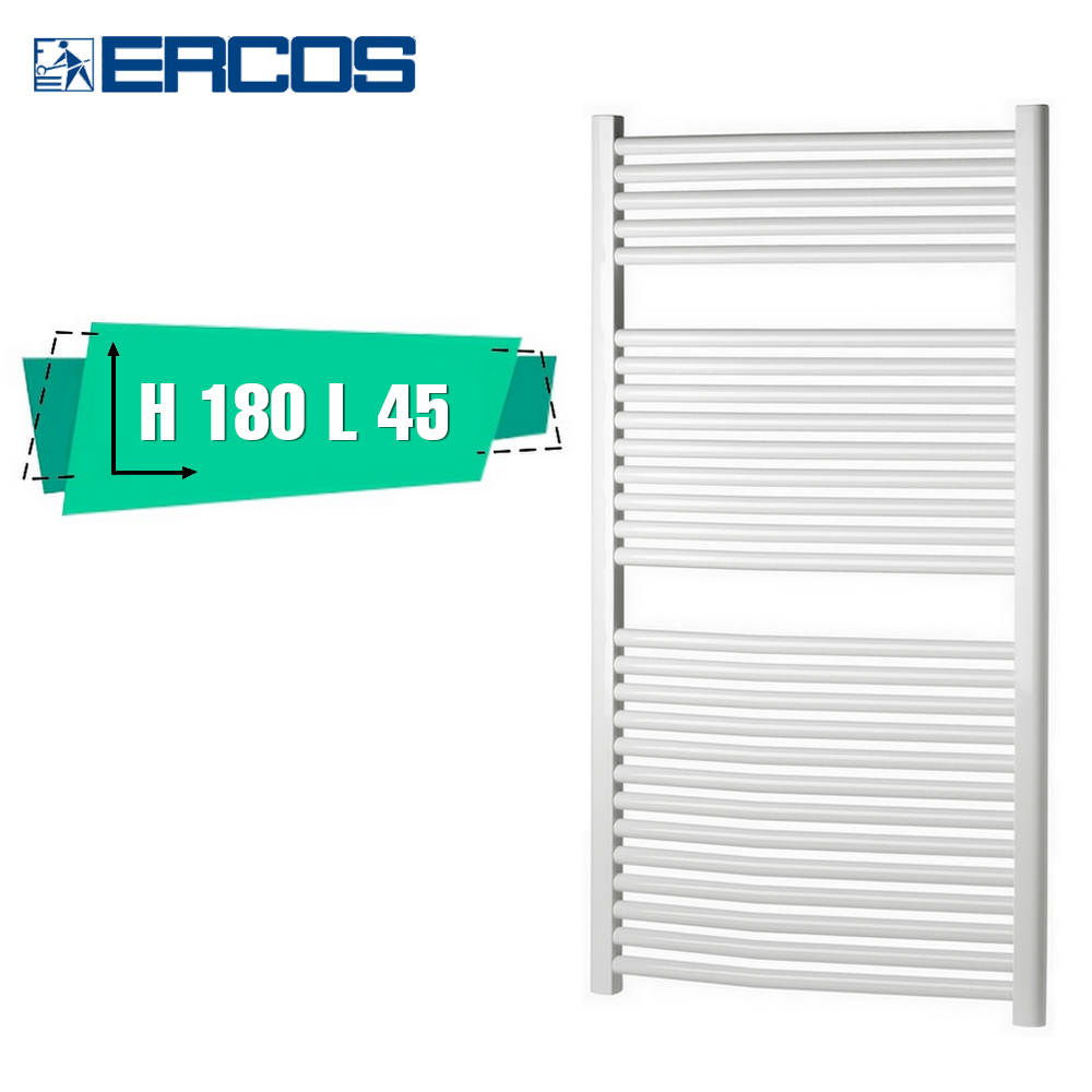 Monica Ercos white towel warmer 180x45 cm, 40 cm pipe centers