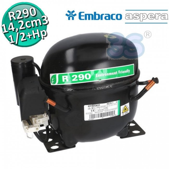 Compressor R290 MBP / HBP 1/2+ Hp 14.28 cm3 Embraco Aspera NEK6217U