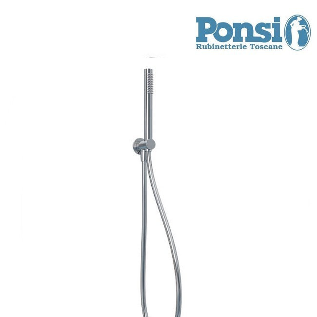 Ensemble de douche ronde avec raccordement d'eau, support et douchette en laiton