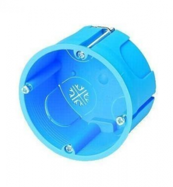 Boîtier d'encastrement rond pour goulottes électriques sur cloisons en plaques de plâtre, entraxe de 60 mm - universel pour usage résidentiel