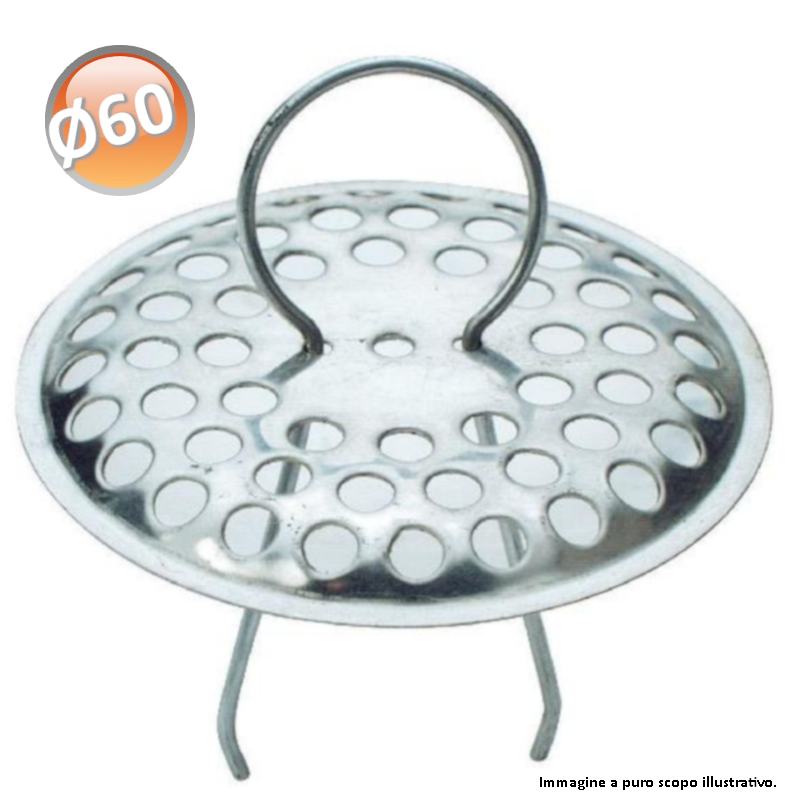 Grille anti-débris et anti-cheveux en acier inoxydable, Ø ext. 60 mm - évacuation d'évier, lavabo