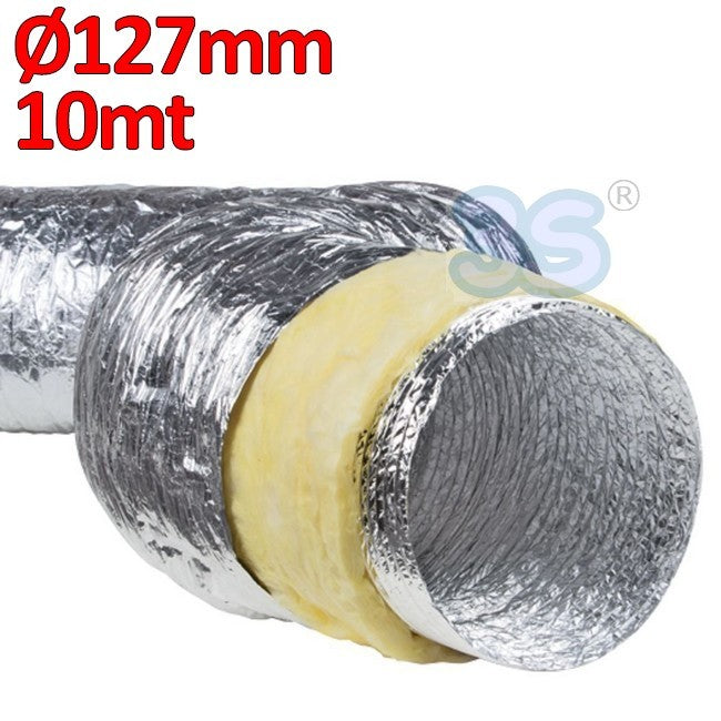 Gaine flexible en aluminium et polyester avec isolation acoustique, classe 1 - Ø 127 mm, rouleau de 10 m