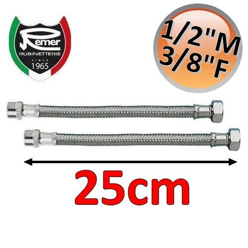 FLEXITALY 25cm Water Hose Pair - 1/2 male 3/8 female