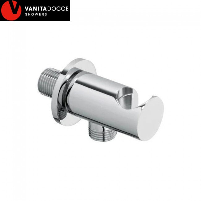 Coude de douche rond avec support mural en laiton, raccords M 1/2''