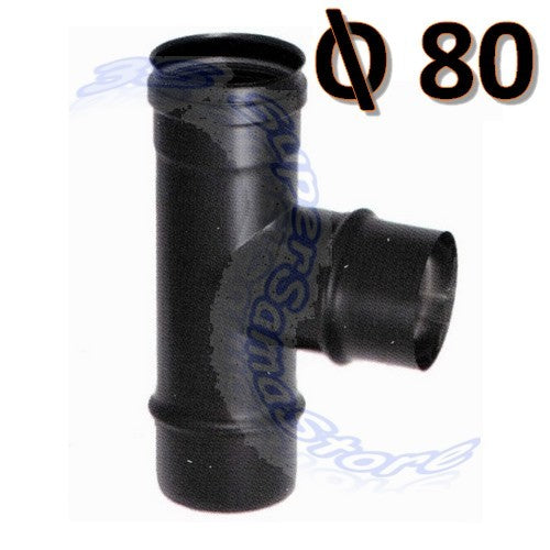 Raccord en T mâle noir pour poêle à granulés Ø 80 mm
