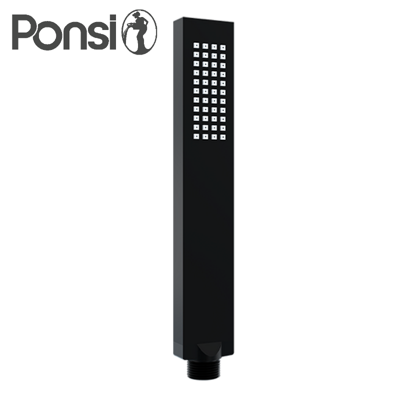 Pommeau de douche rectangulaire plat en laiton noir mat avec raccord GM 1/2" - BNDOCK071 Ponsi