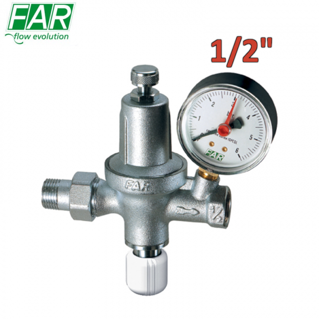 2110 - Groupe de remplissage automatique chromé 1/2'' avec manomètre Ø63 mm - FAR