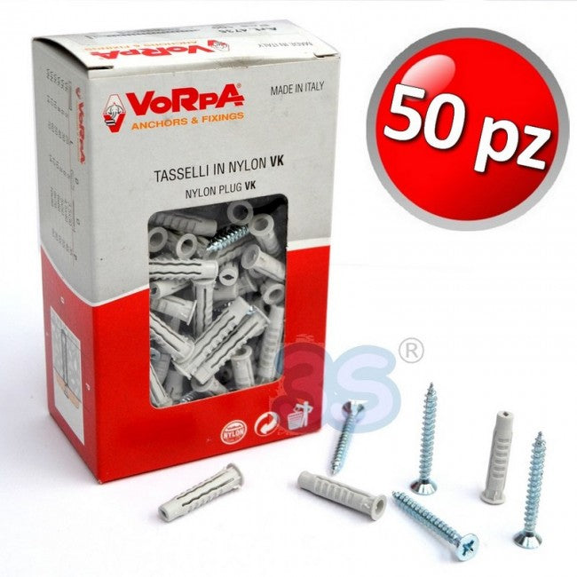 Kit de vis et chevilles en nylon de 8 mm pour la fixation de conduits et diverses applications - Boîte de 50 pièces