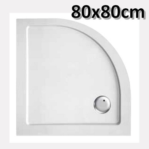 Receveur de douche d'angle arrondi en acrylique 80 x 80 cm - épaisseur ultra-plate 3,5 cm