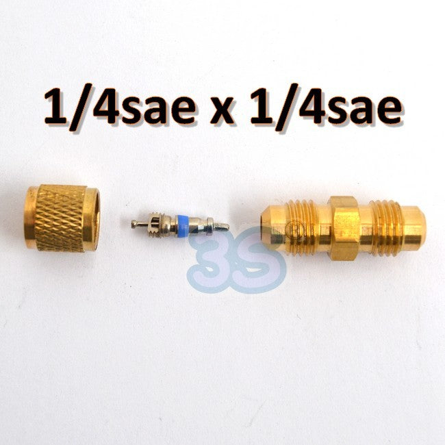 Raccord droit en laiton SAE 1/4'' x 1/4'' avec valve et bouchon à emboîter