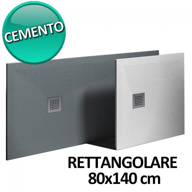 Receveur de douche 80x140 en résine et gelcoat effet pierre - Couleur Cemento