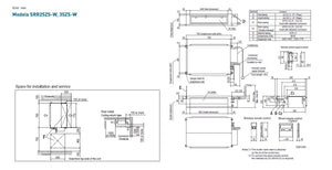 Plan coté gainable Mitsubishi Heavy Industries SRR25ZS-W / SRR35ZS-W