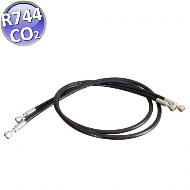 PAIRE DE TUYAUX FLEXIBLES POUR GAZ CO2 R744, 1500 mm, FILETAGE SAE 1/4''