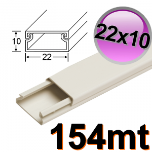 Mini-gouttière plate 22 x 10 mm pour câbles électriques en PVC rigide auto-extinguible - boîte de 154 m