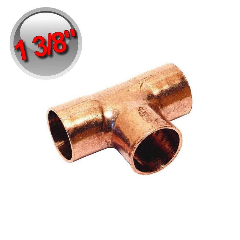 Raccord en T en cuivre FFF pour soudure 1'' 3/8 - 34,93 mm