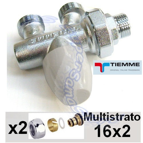 Vanne monotube TIEMME 1/2'' avec adaptateurs multicouches 16x2 mm