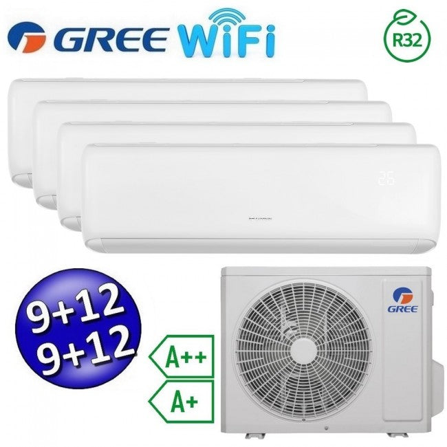 Climatisation ARI quad split splitter Wi-Fi 9+9+12+12 Btu - GREE R32 classe A++/A+