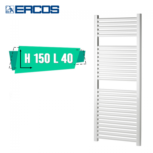 Ercos Opera white heated towel rail 150x40 cm, 350mm pipe centres