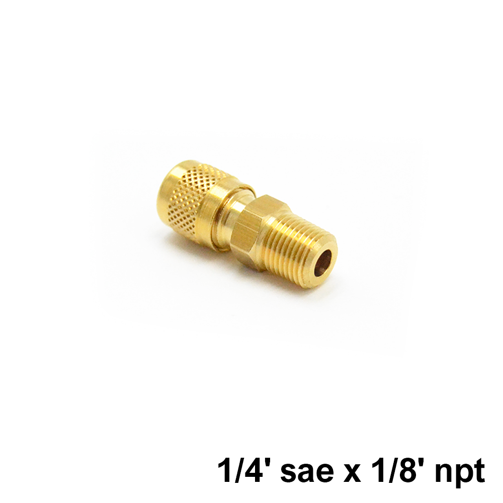 1/4'' SAE x 1/8'' NPT Brass Straight Fitting with Thimble and Cap