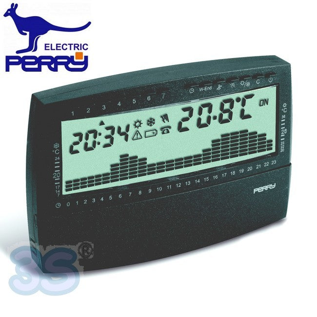 Perry 1CRCR018AS - Digital Weekly Chronothermostat Wall Mounted Anthracite UP & DOWN Series
