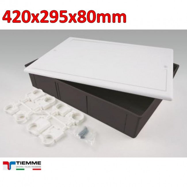 Universal flush-mount manifold box 420 x 295 x 80 mm with cover and fixings