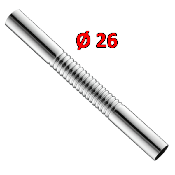 Tube flexible chromé nervuré L. 300 mm Ø26 - 1''