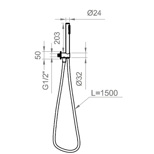 Ensemble de douche ronde avec raccordement d'eau, support et douchette en laiton