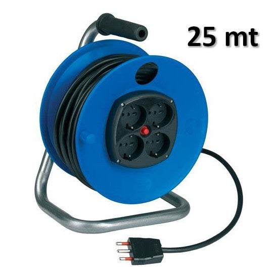 Enrouleur de câble et enrouleur de cordon, type CR, avec prise italienne, 25 mètres, classe de protection IP20.