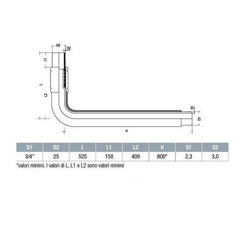 Coated curved transition Technojoint Ø 25 x 3/4'' for gas welding