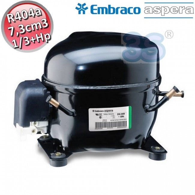 R404A R507 CSIR Gas Compressor - 1/3 Hp - 7.28 cm3 - Embraco Aspera NEK6181GK
