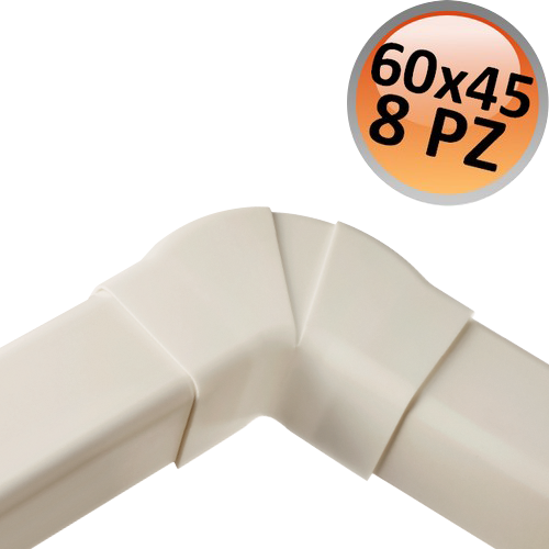 Coude plat réglable pour conduit 60 x 45 mm - Lot de 8