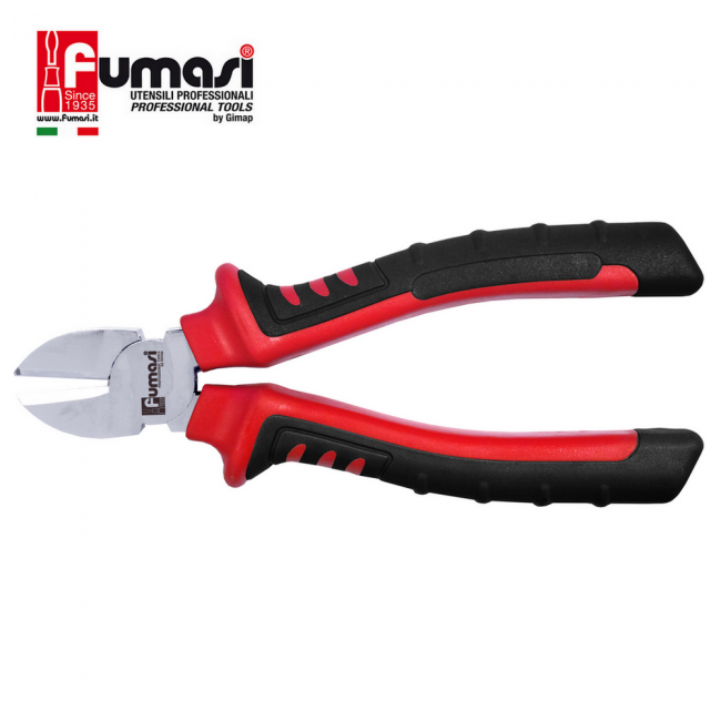 Pince coupante diagonale Fumasi 160 mm pour fils durs, en acier au chrome-vanadium avec poignée ergonomique antidérapante