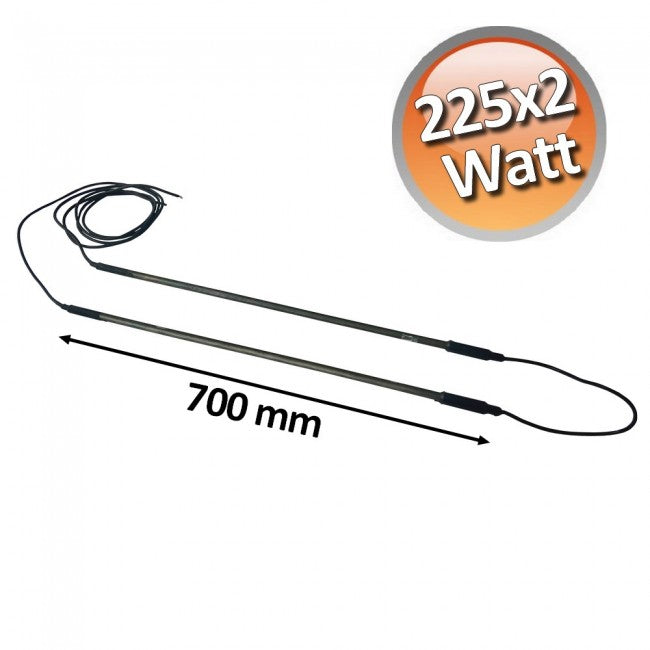 Résistance de dégivrage doublement blindée 225 W x 2 x 700 mm pour évaporateurs 220 V