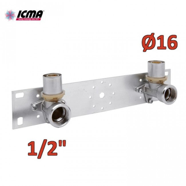 ICMA 412 - Support et ferrures pour courbes d'extrémité de lavabo et bidet Ø 16 - Contreplaqué pressé SEMPITER®