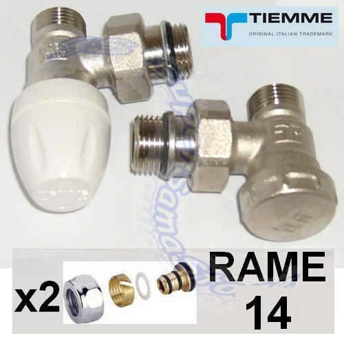 Robinet d'angle TIEMME 3/8'' et verrou de sécurité avec adaptateurs pour cuivre Ø 14 mm