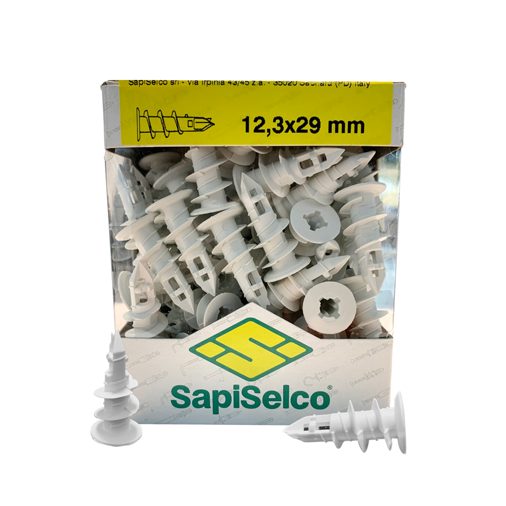 Kit de 100 chevilles autoperceuses en nylon, de 29 mm de long, pour plaques de plâtre avec vis à tête TSP 4,5 x 25 mm
