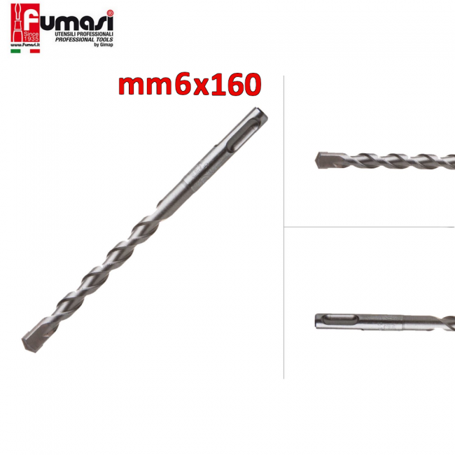 Foret SDS-PLUS 6 mm x 160 mm pour perçage du béton et de la maçonnerie