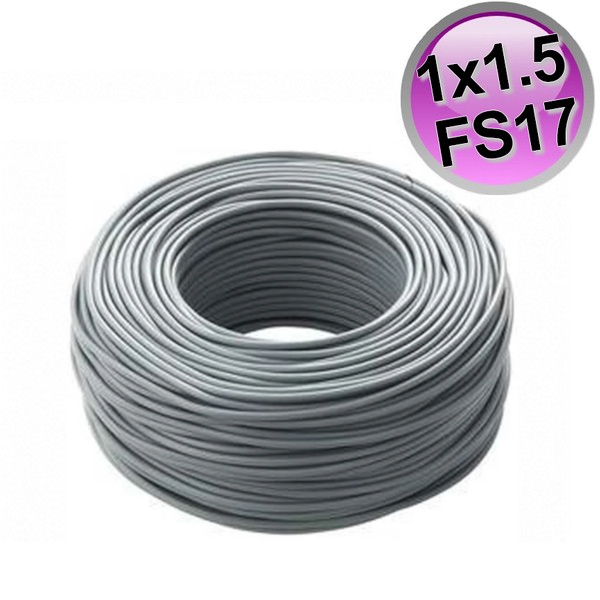 Câble électrique monoconducteur FS17 - 1 x 1,5 mm² Gris - Rouleau de 100 m