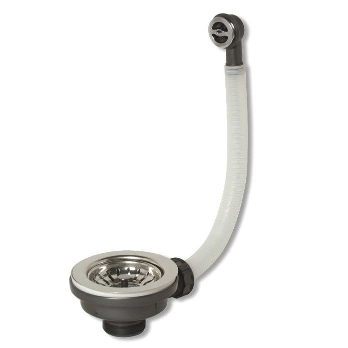 Bonde de panier d'évier de cuisine, trou de 90 mm, trop-plein rond - raccord 1''1/2"