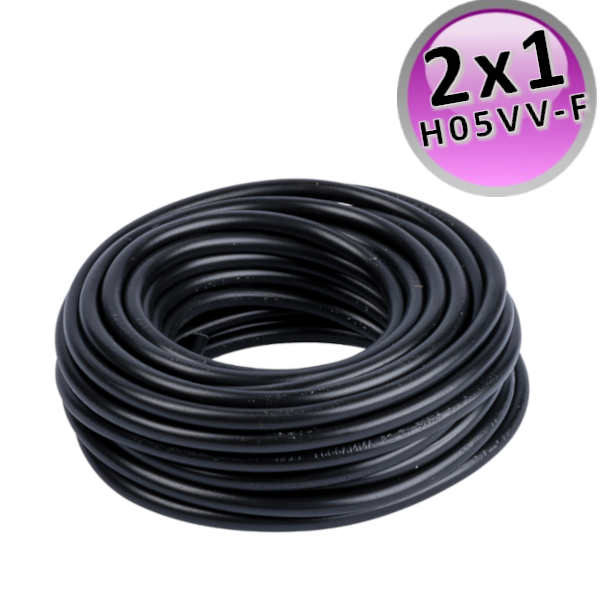 H05VV-F 2X1 - 2 X 1 - Bobine de 10 m - Câble électrique à deux conducteurs