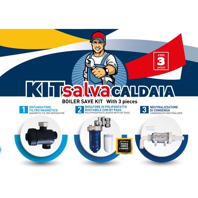 Kit de protection pour chaudière ECO avec séparateur de saletés, distributeur et neutralisateur - Euroacque