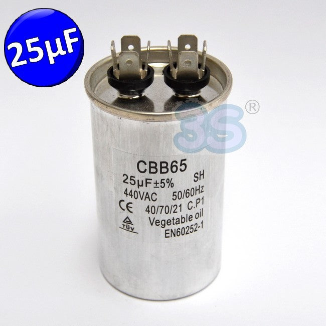 Condensateur universel métallique 25 µF - 440 Vca - 50/60 Hz