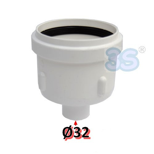 Bouchon de vidange de condensats en PPS blanc Ø 80 mm pour les gaz de combustion des chaudières à condensation, tige de vidange filetée